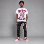 Dunk Low “Pink Red White Hahariot Shirt "Smile Through Pain to Shine" Pink Bunny Graphic Oversized T-Shirt – Vintage Streetwear