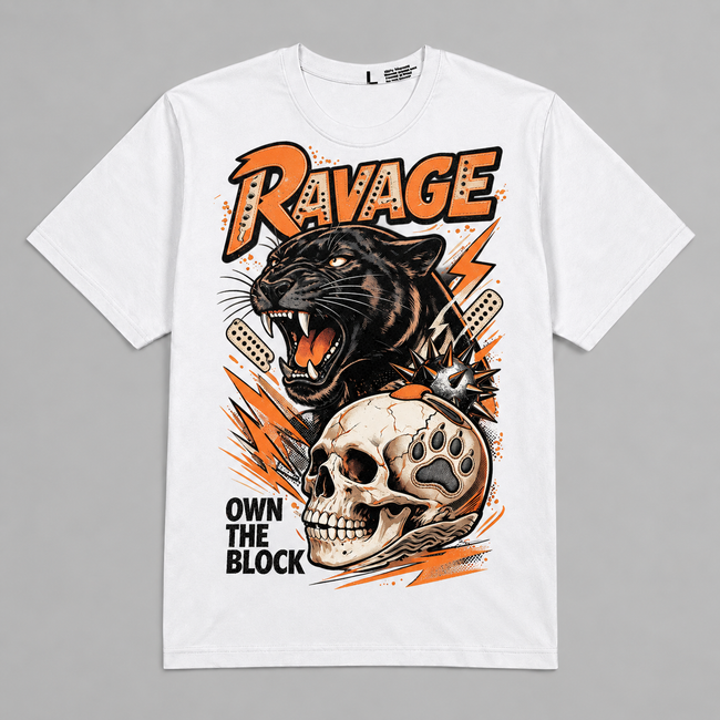 AJ1 Retro High OG Hahariot Shirt "Own The Block" Graphic Oversized T-Shirt – Vintage Streetwear Hover Image