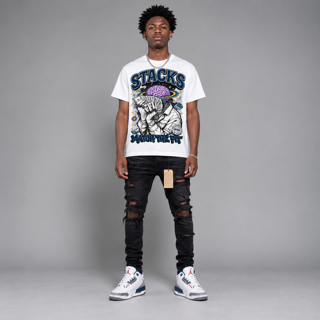 AJ3 Retro 'True Blue' Hahariot Shirt Stacks 'Match The Fit' Graphic Oversized T-Shirt – Vintage Streetwear