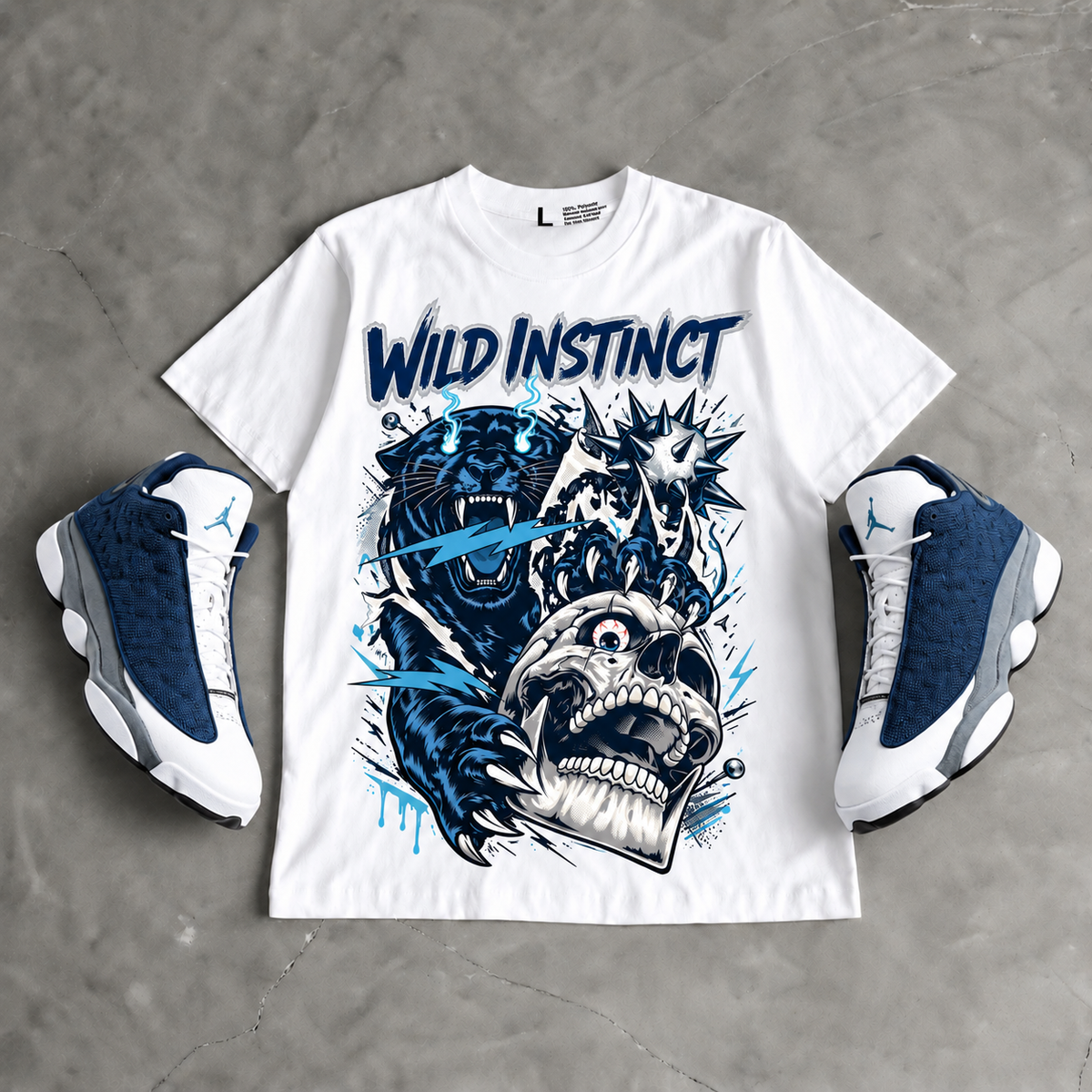 AJ 13 Retro "Flint" Hahariot Shirt "Wild Instinct" Graphic Oversized T-Shirt – Vintage Streetwear