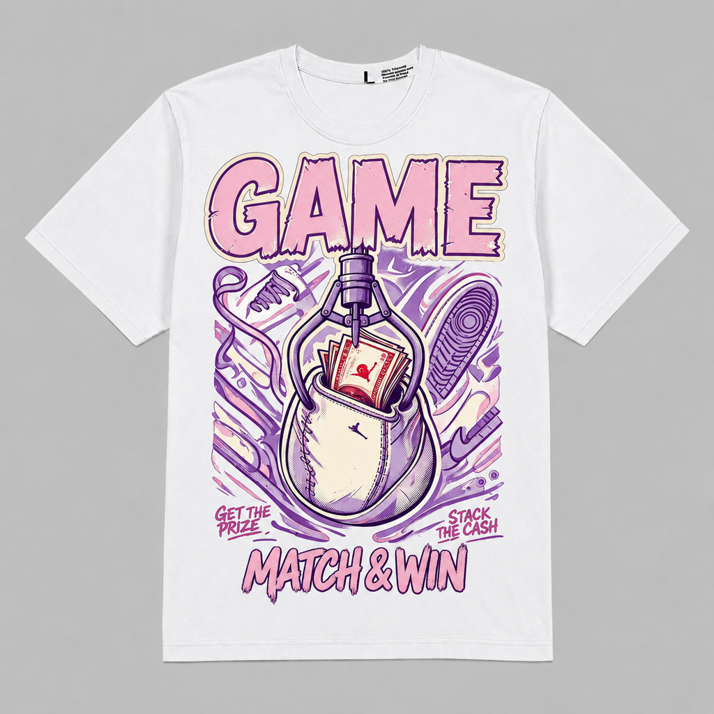 Travis Scott x AJ1 Low OG Hahariot Shirt Game Match & Win Graphic Oversized T-Shirt – Vintage Streetwear