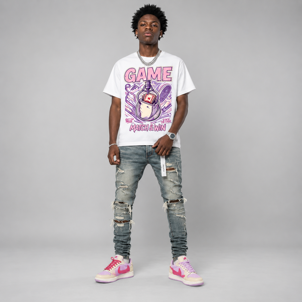 Travis Scott x AJ1 Low OG Hahariot Shirt Game Match & Win Graphic Oversized T-Shirt – Vintage Streetwear
