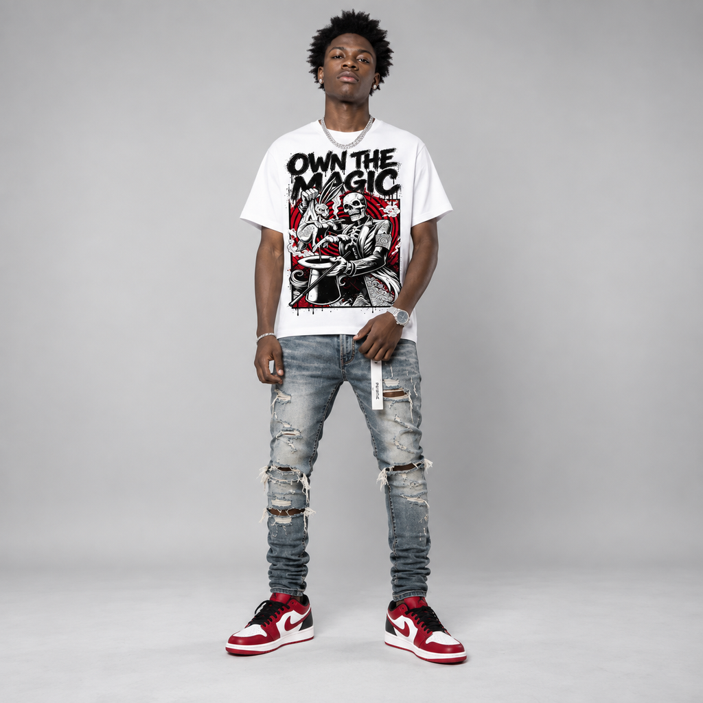 AJ1 Low 'Reverse Black Toe' Hahariot Shirt Own the Magic Graphic Oversized T-Shirt – Vintage Streetwear