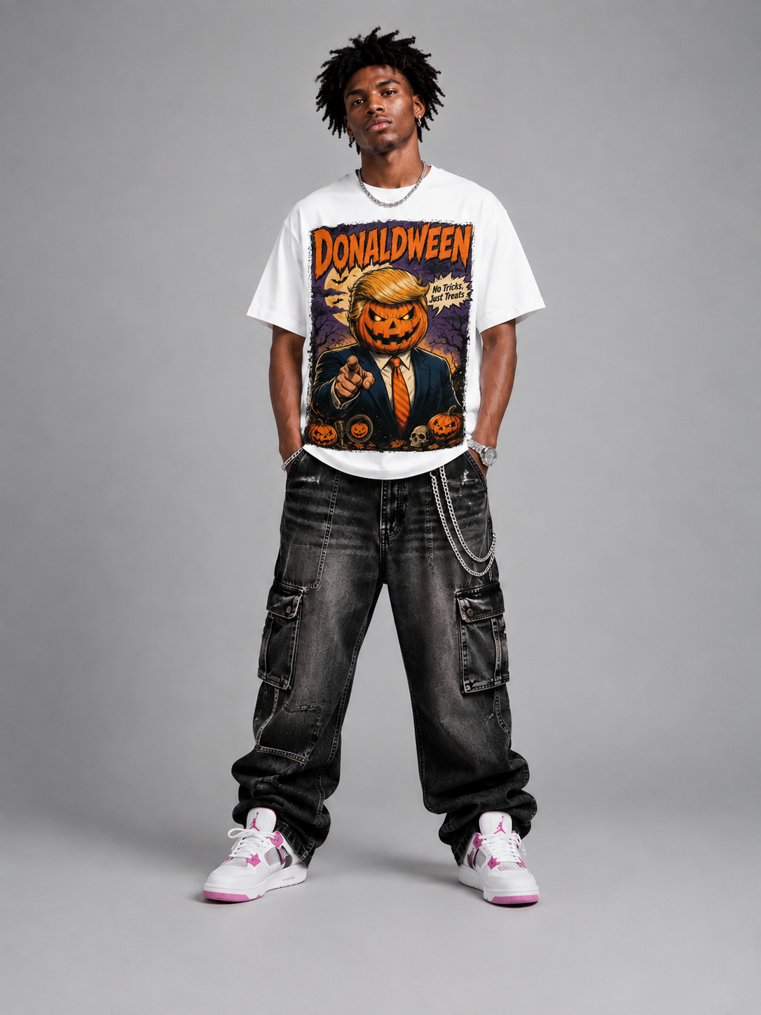 Halloween Pumpkin "DonalDWEEN" Graphic Oversized T-Shirt – Vintage Streetwear