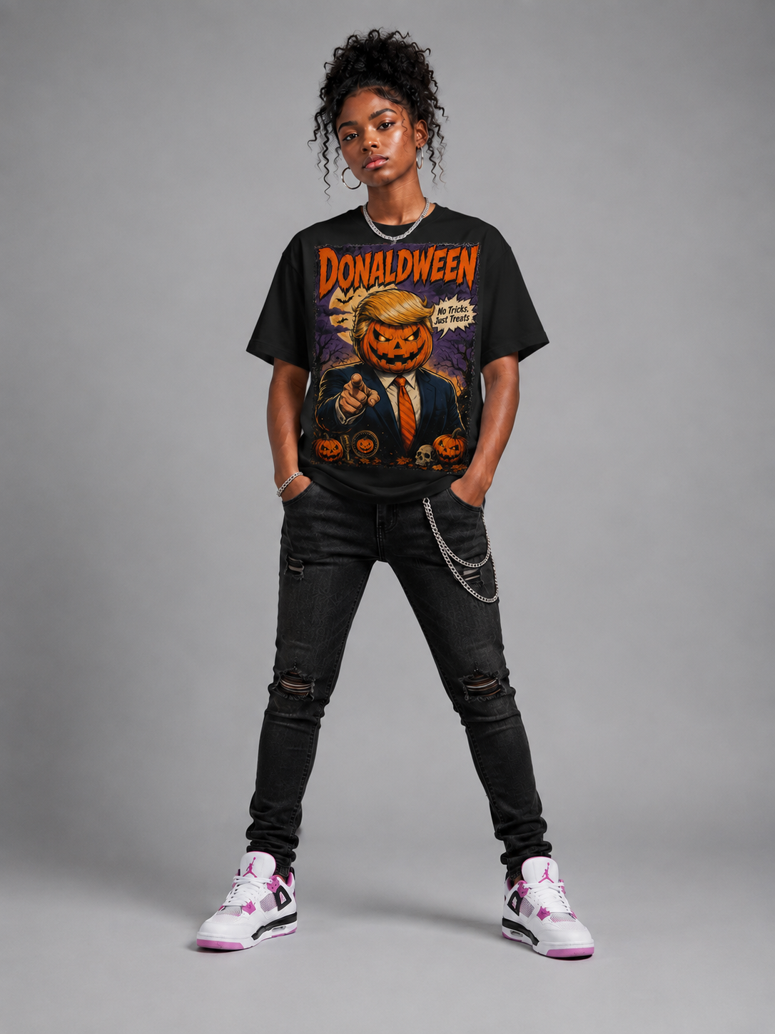 Halloween Pumpkin "DonalDWEEN" Graphic Oversized T-Shirt – Vintage Streetwear