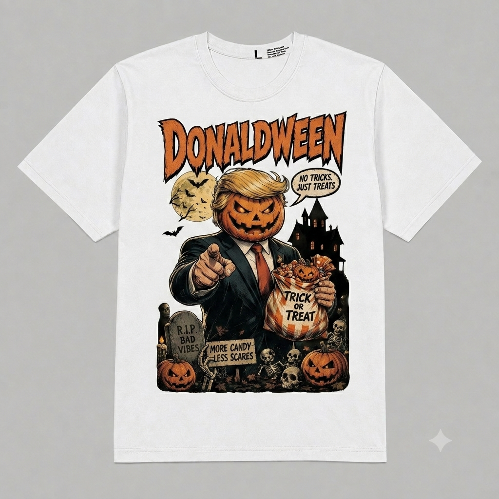 Halloween "DonalDWEEN" Pumpkin-Head Graphic Oversized T-Shirt – Vintage Streetwear