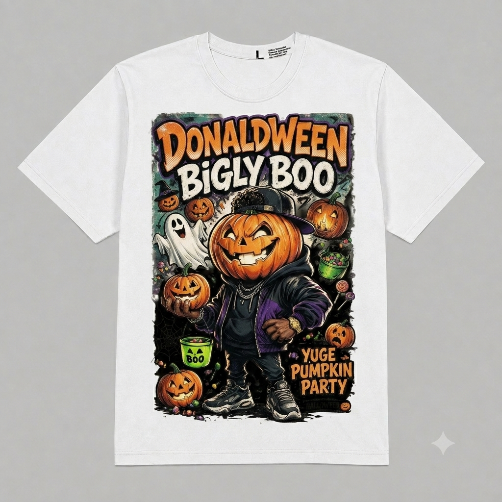Halloween Pumpkin "Donaldween Bigly Boo" Graphic Oversized T-Shirt – Vintage Streetwear
