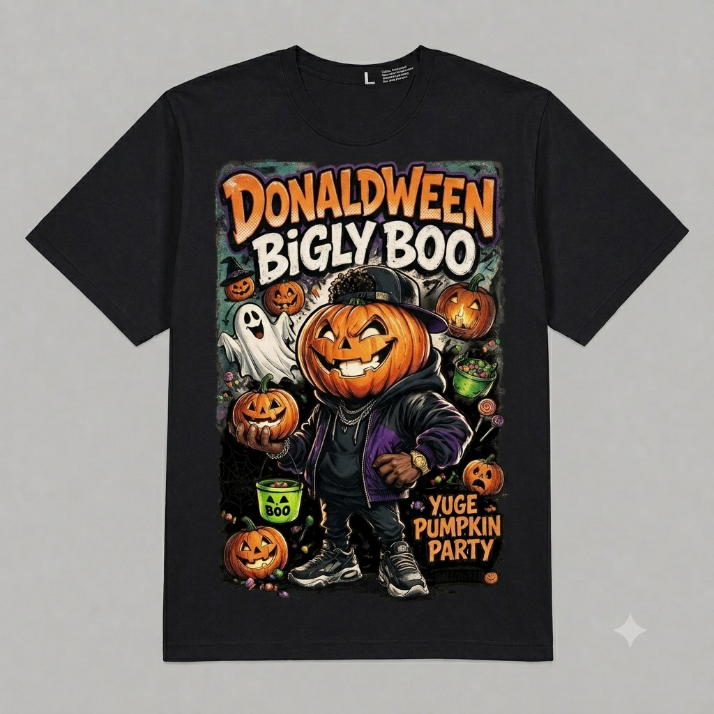 Halloween Pumpkin "Donaldween Bigly Boo" Graphic Oversized T-Shirt – Vintage Streetwear