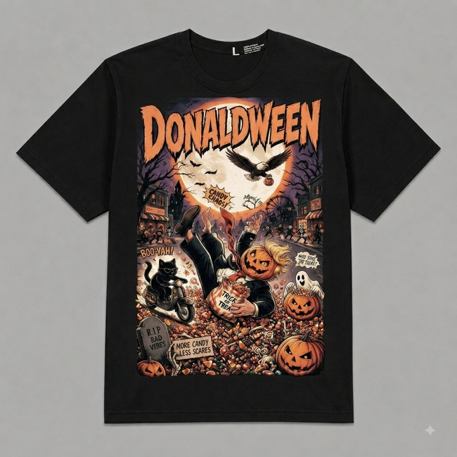 Donaldween Halloween Graphic Oversized T-Shirt – Vintage Streetwear Main Image