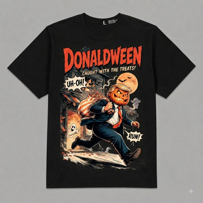 Donaldween Pumpkin Heist Graphic Oversized T-Shirt – Vintage Streetwear Main Image