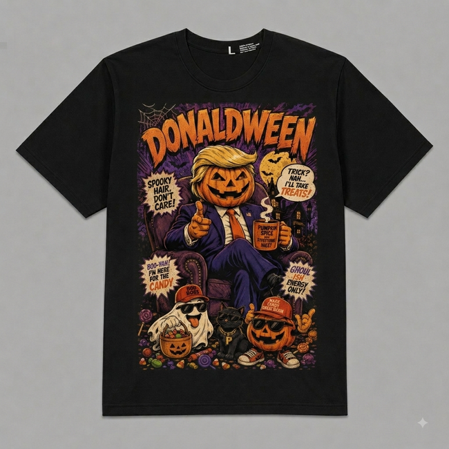 Donaldween Halloween Graphic Oversized T-Shirt – Vintage Streetwear Main Image