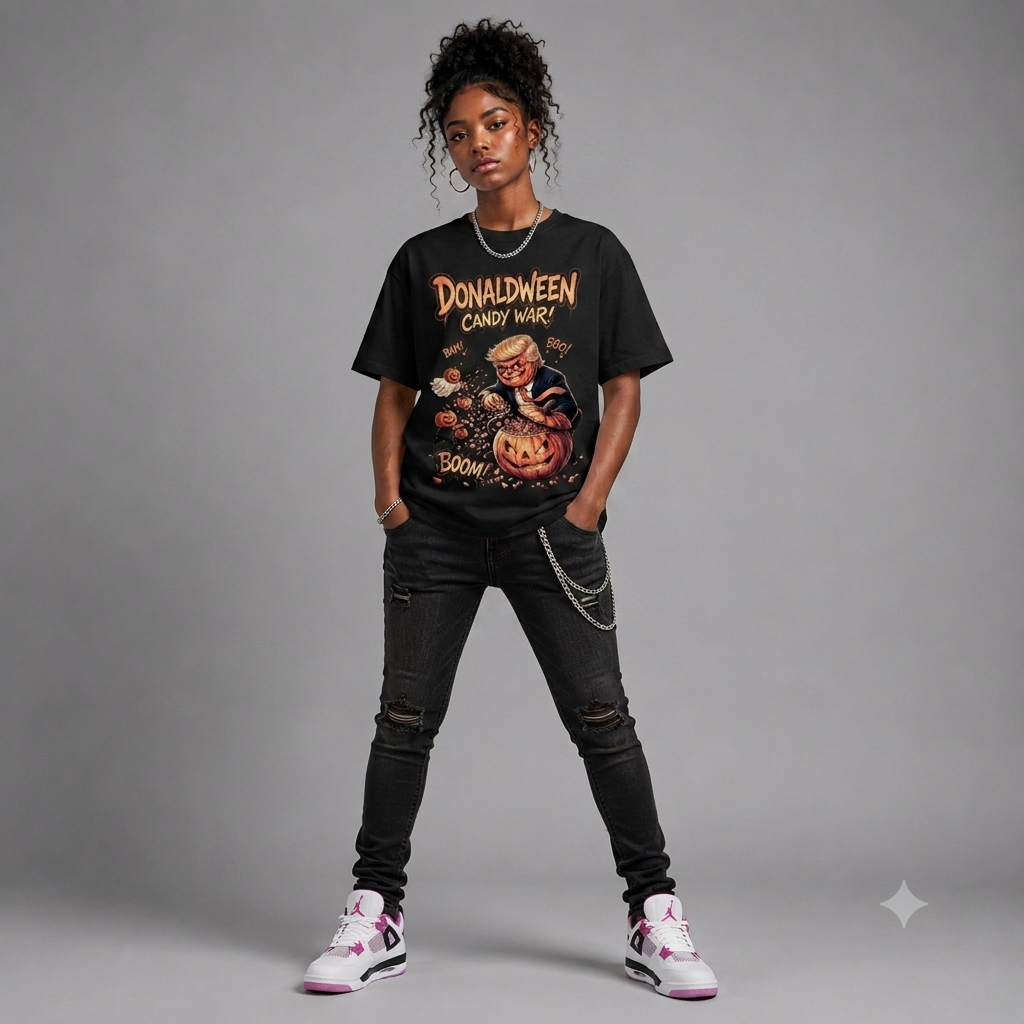 Donaldween Candy War Halloween Graphic Oversized T-Shirt – Vintage Streetwear