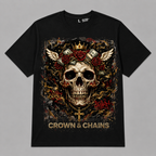 Skull & Roses "Crown & Chains" Graphic Oversized T-Shirt – Vintage Streetwear