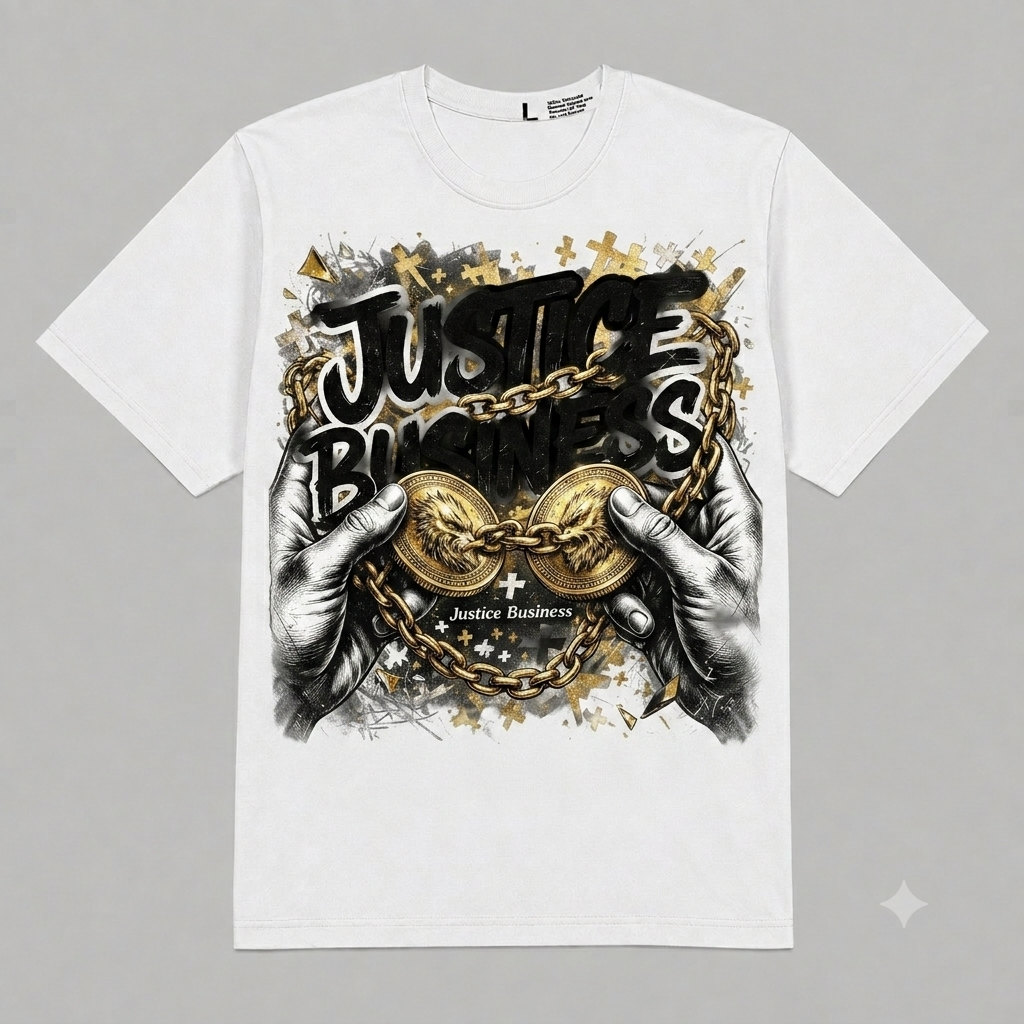 Justice Business Graphic Oversized T-Shirt – Vintage Streetwear