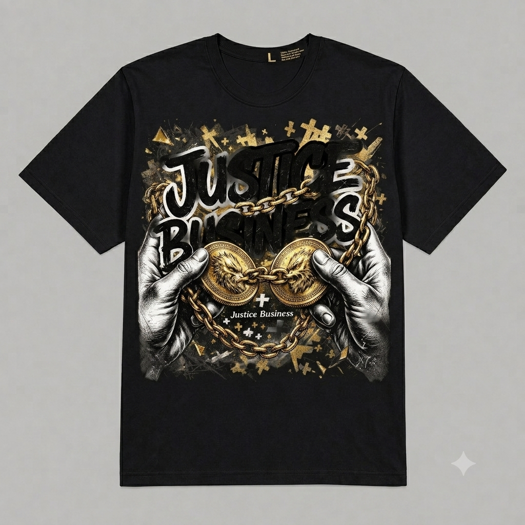 Justice Business Graphic Oversized T-Shirt – Vintage Streetwear