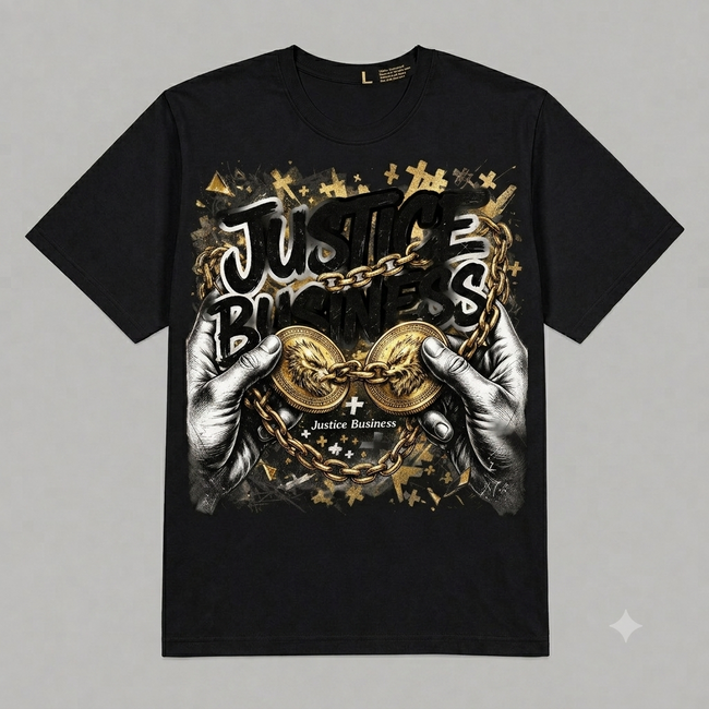 Justice Business Graphic Oversized T-Shirt – Vintage Streetwear Main Image
