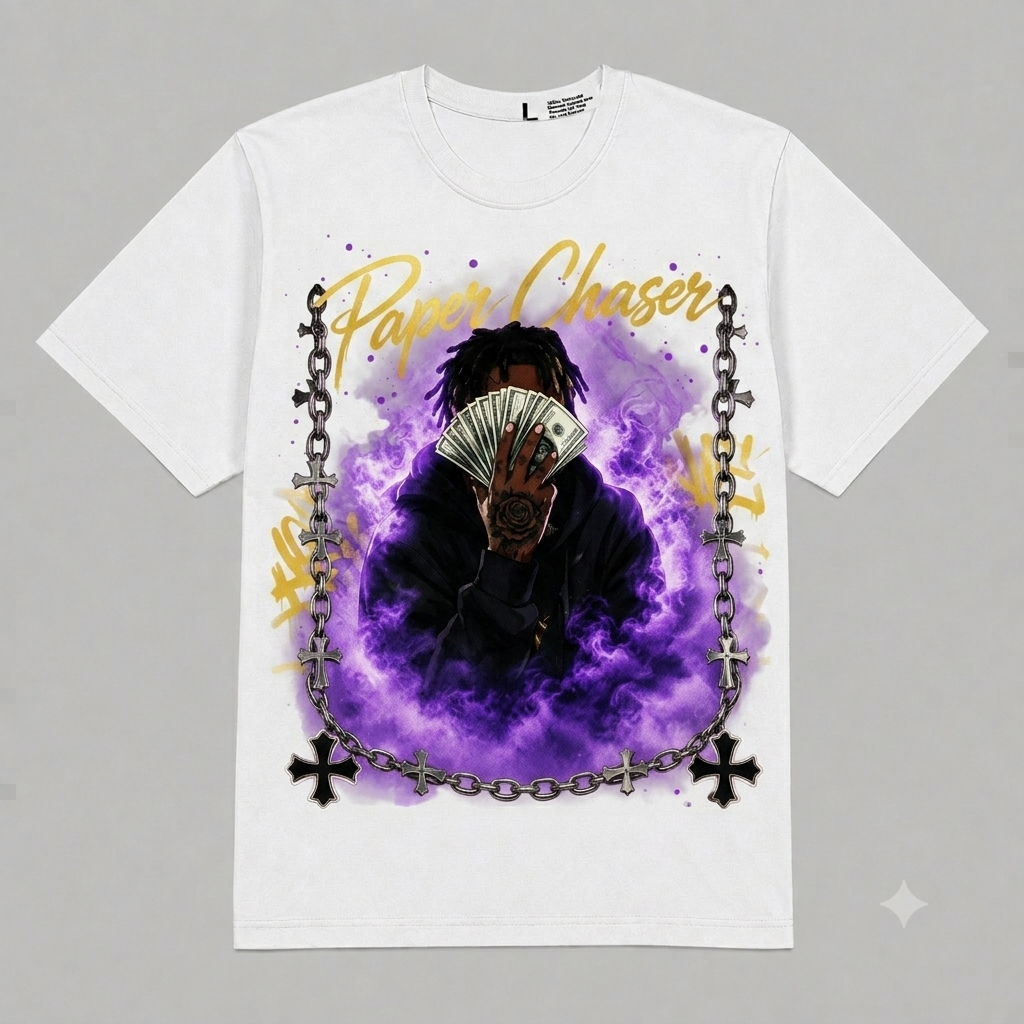 'Paper Chaser' Skull Rapper Graphic Oversized T-Shirt – Vintage Streetwear