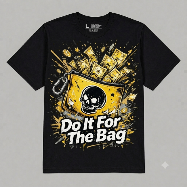 "Do It For The Bag" Money Skull Graphic Oversized T-Shirt – Vintage Streetwear Main Image