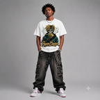 "Paper Chaser" Skull Money Graphic Oversized T-Shirt – Vintage Streetwear