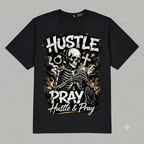 Hustle & Pray Skull Graphic Oversized T-Shirt – Vintage Streetwear