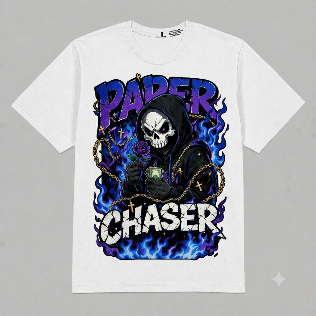 "Paper Chaser" Graphic Oversized T-Shirt – Vintage Streetwear