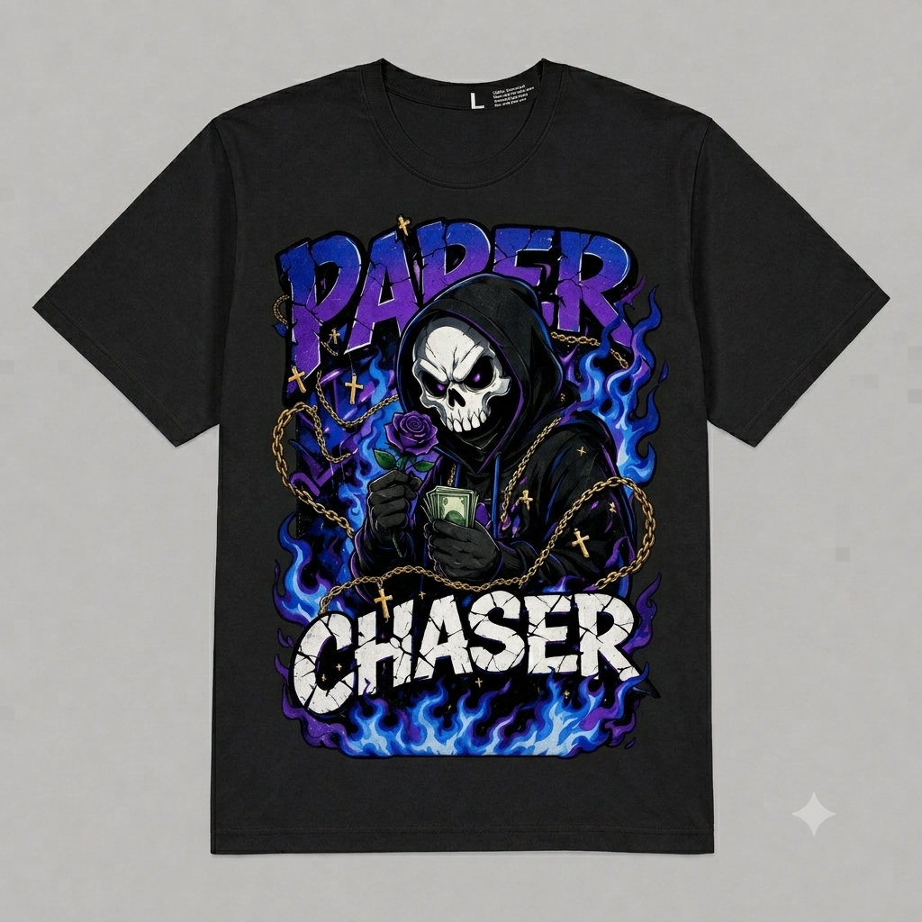 "Paper Chaser" Graphic Oversized T-Shirt – Vintage Streetwear