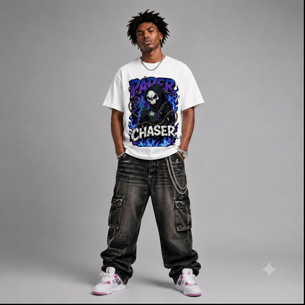 "Paper Chaser" Graphic Oversized T-Shirt – Vintage Streetwear