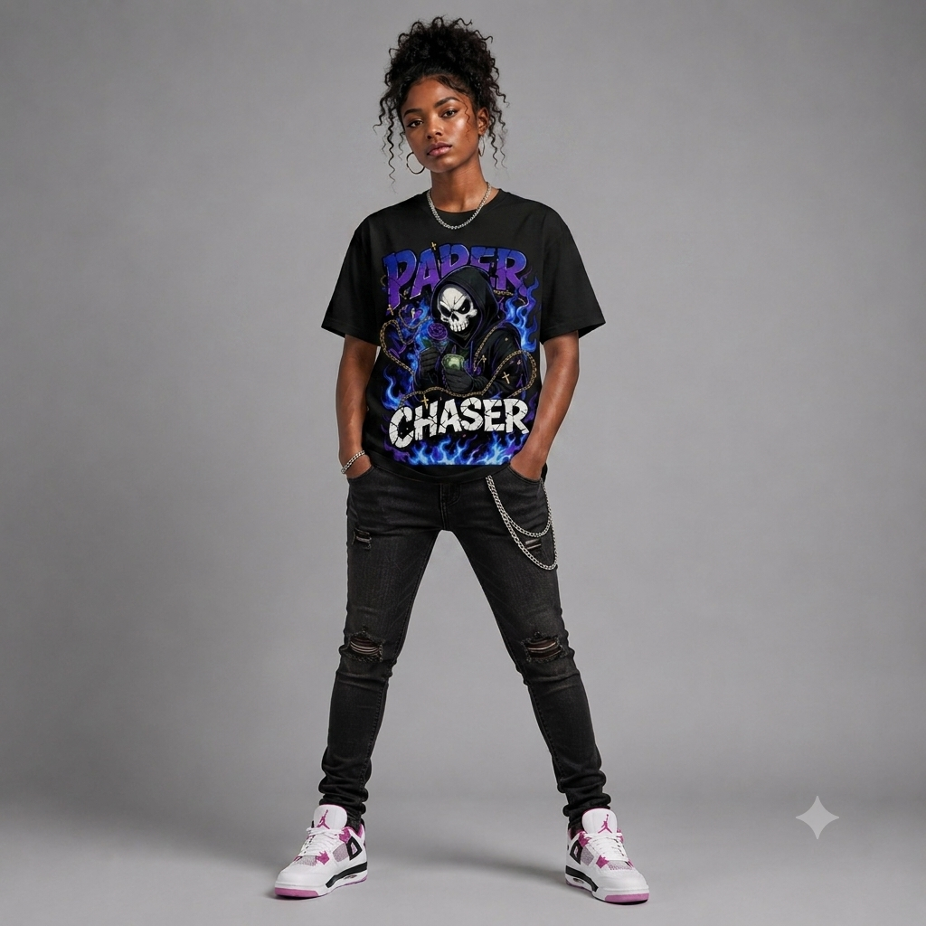 "Paper Chaser" Graphic Oversized T-Shirt – Vintage Streetwear