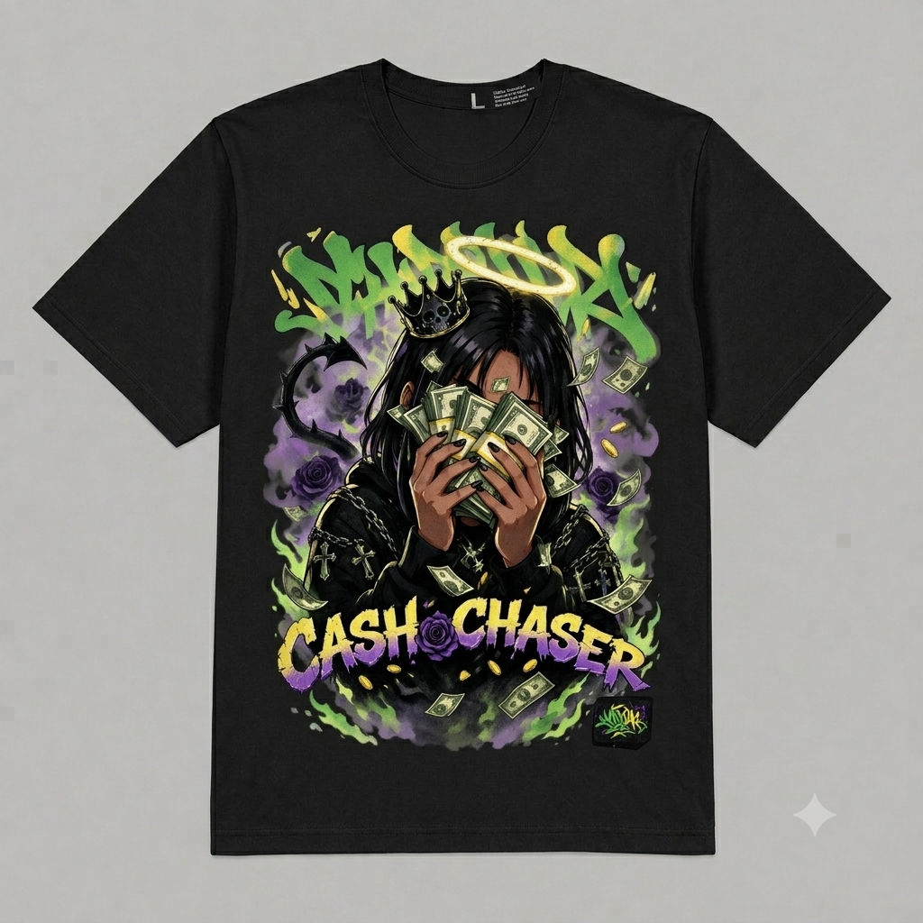 Cash Chaser Unisex Jersey Tee Graphic Oversized T-Shirt – Vintage Streetwear