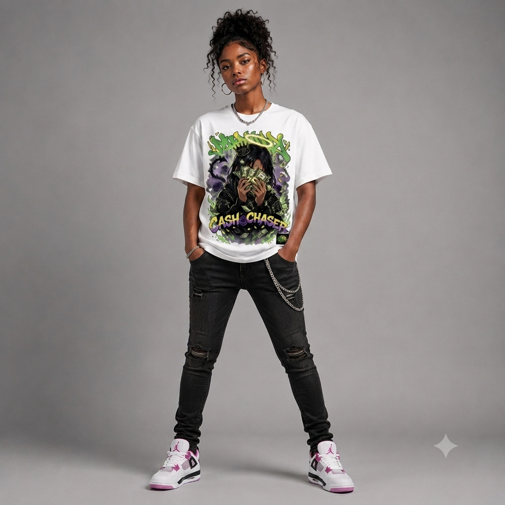 Cash Chaser Unisex Jersey Tee Graphic Oversized T-Shirt – Vintage Streetwear