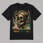 Skull "Money Over All" Graphic Oversized T-Shirt – Vintage Streetwear