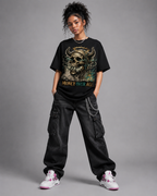 Skull "Money Over All" Graphic Oversized T-Shirt – Vintage Streetwear